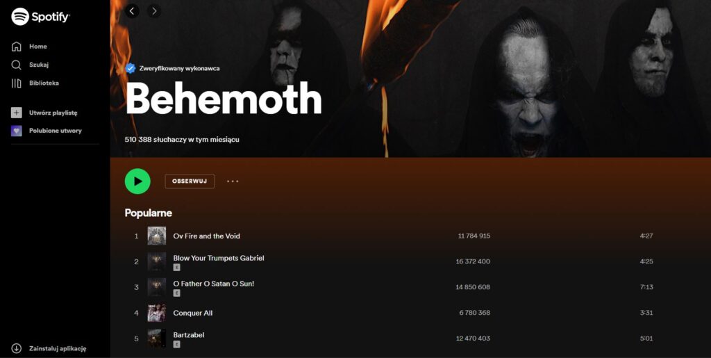 Behemoth na Spotify